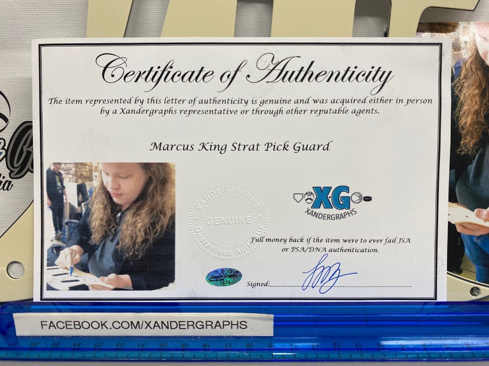 MARCUS KING STRATOCASTER SIGNED AUTOGRAPHED GUITAR PICK GUARD-BECKETT BAS COA