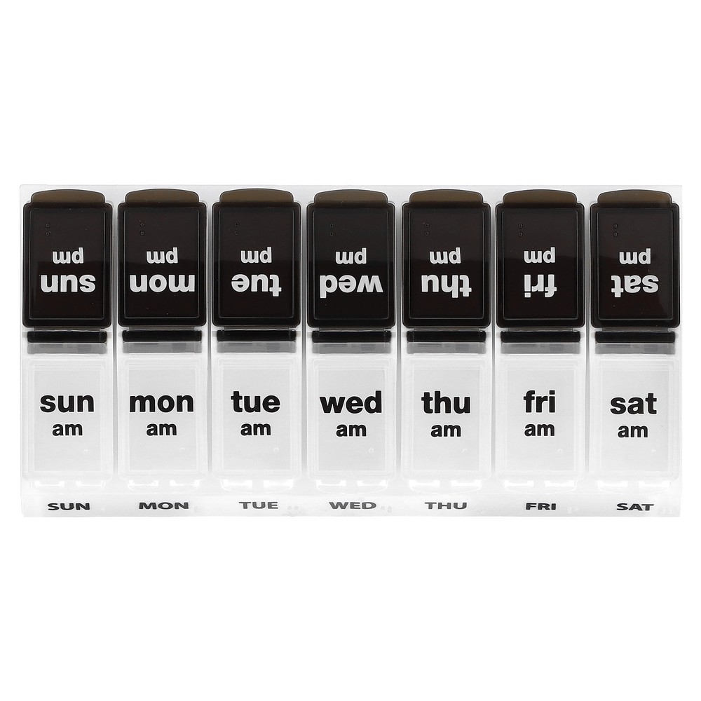 Weekly AM/PM Pill Planner, Black/Natural, 1 Count