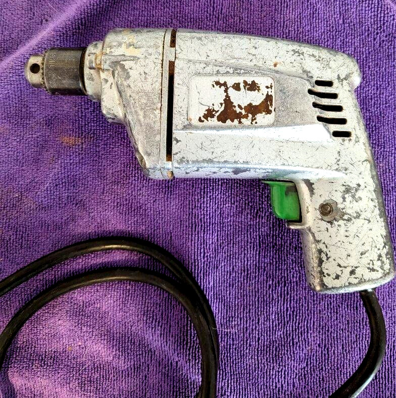 Vintage SKIL DRILL MODEL 501 1/4" ADJUSTABLE TRIGGER SPEED Data Plt Missing (T)
