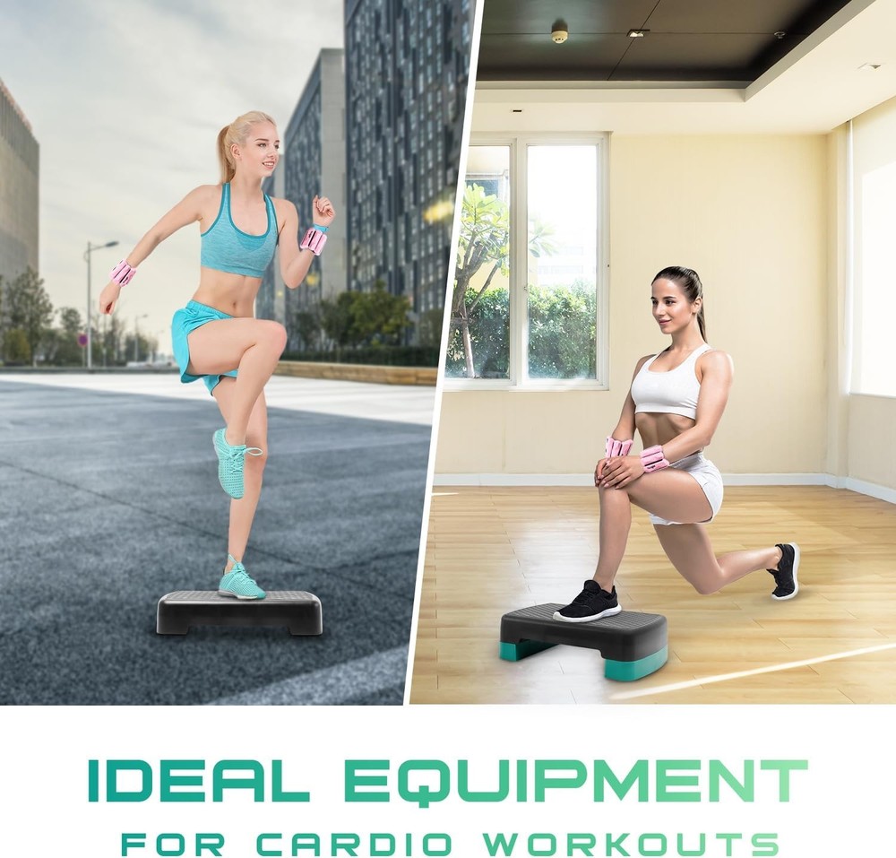 Yes4All 18.9" Aerobic Exercise Step Platform with 2 Risers, Adjustable Height Wo