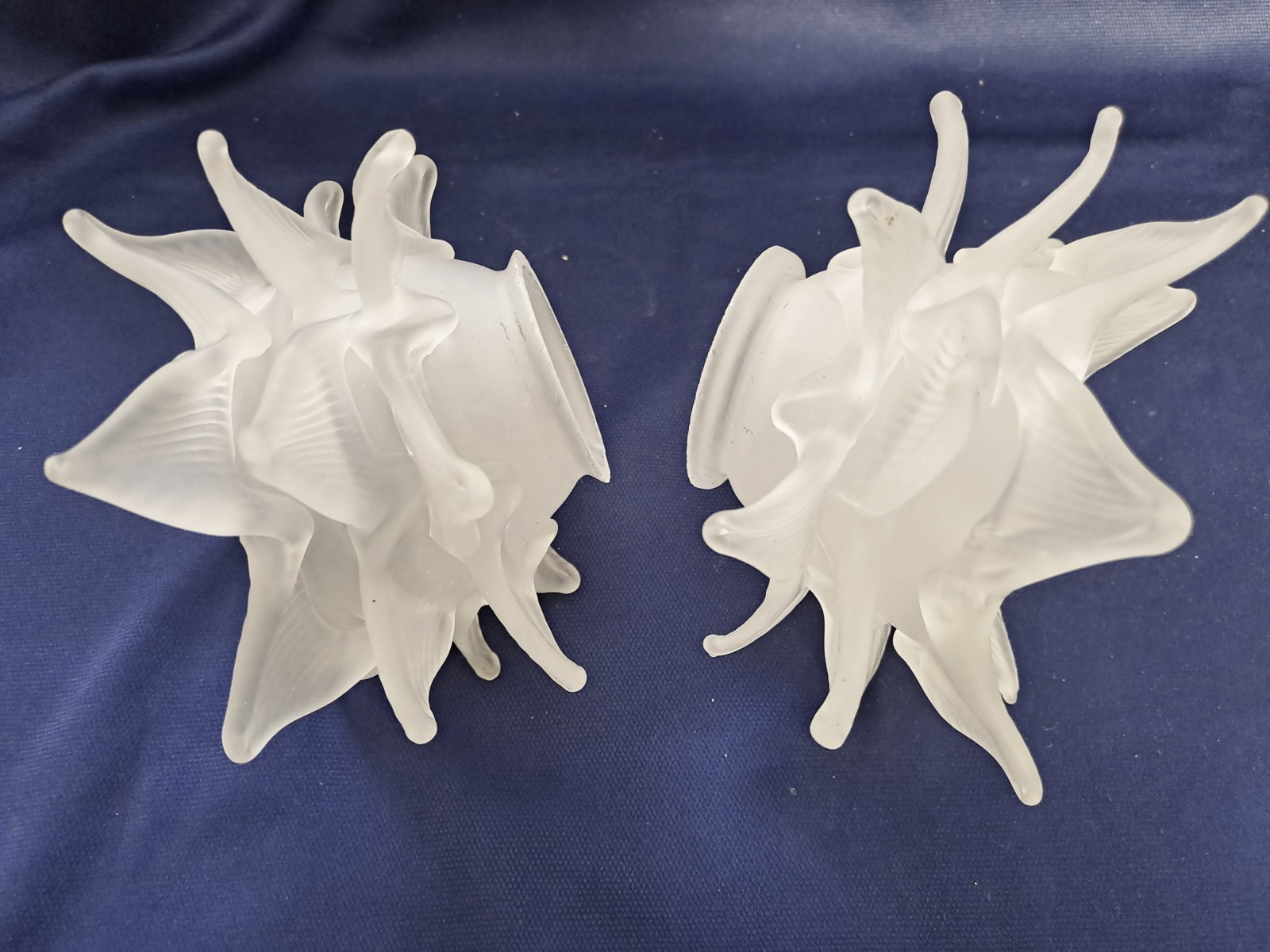 Vintage Murano Blown Glass Rose Petal Shades Set of 2  Frosted