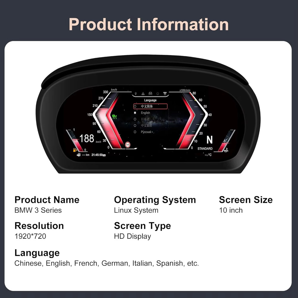 10"Cluster Digital Dashboard For BMW 3 Series E90 E91 E92 E93 2005-2012 / Z4 E89