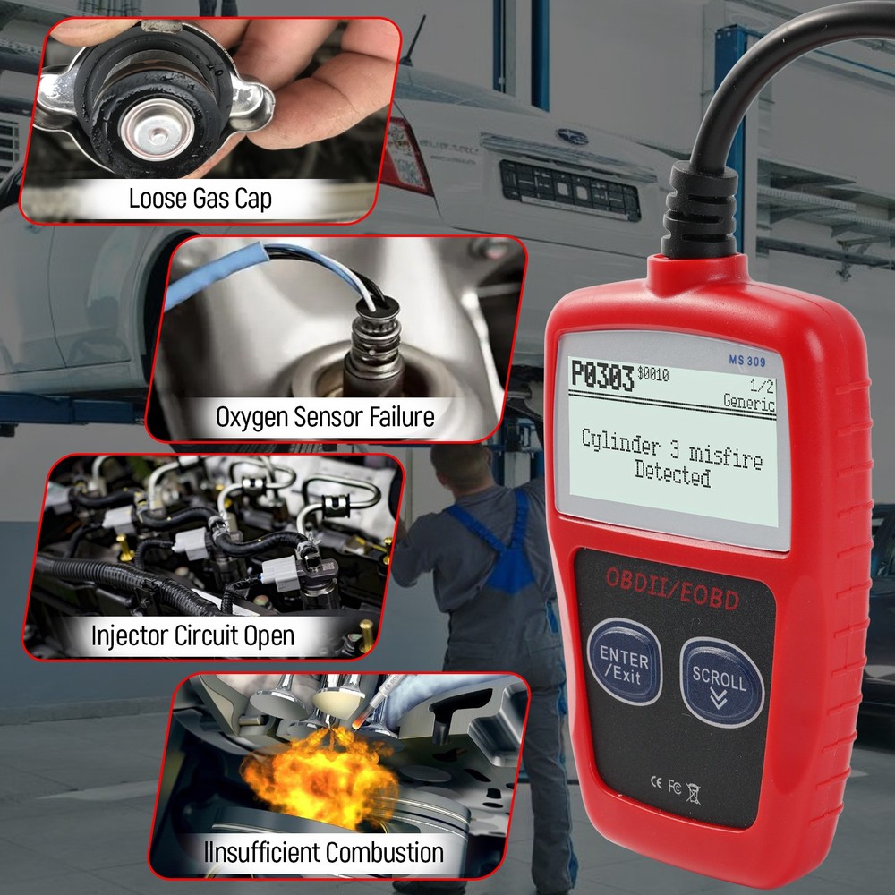 OBD2 Scanner Car Check Engine Fault Diagnostic Tool OBD Code Reader Automotive .