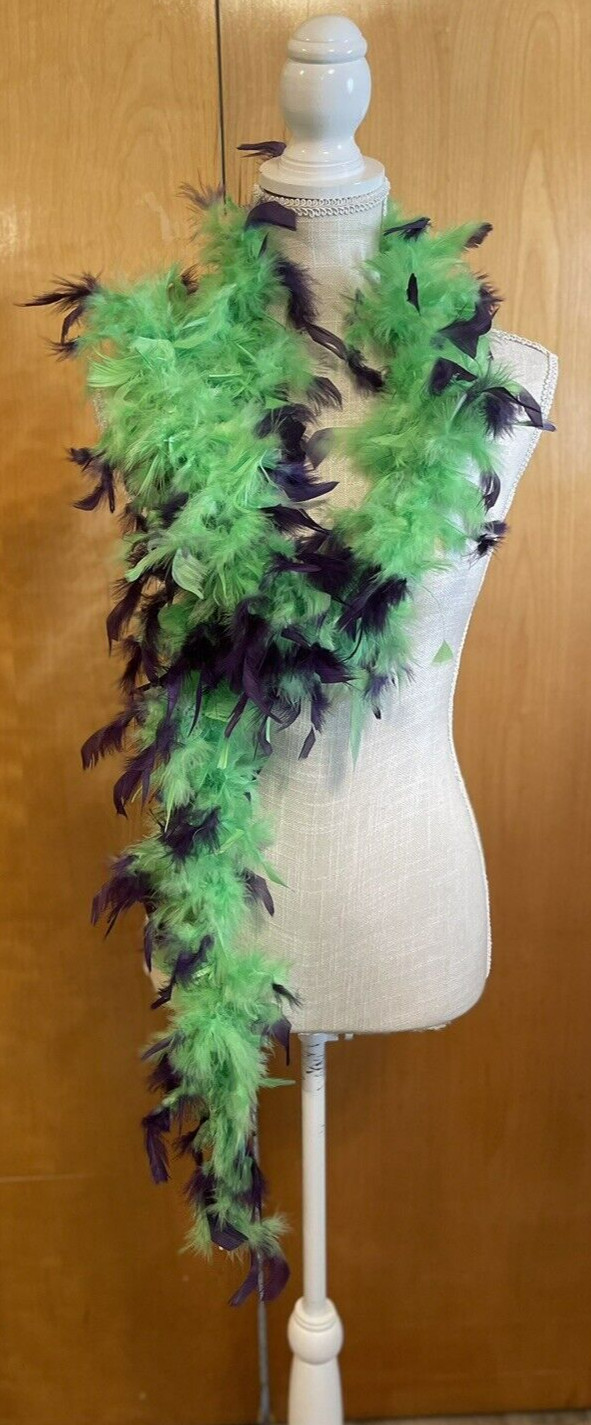 Feather Garland Boa 6ft Green Purple Halloween Costume Dance Party New MSRP$7.99