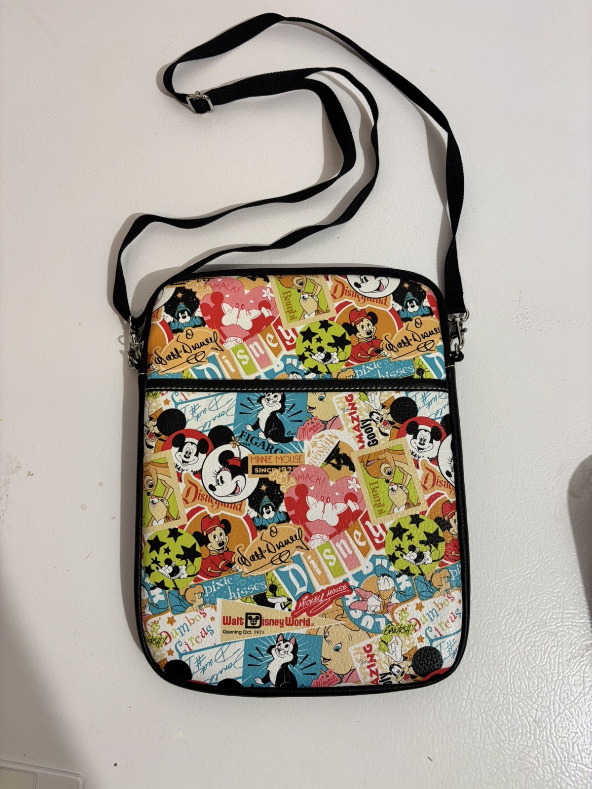 Disney Parks Authentic Crossbody Purse with Disney Characters Collage Never Used