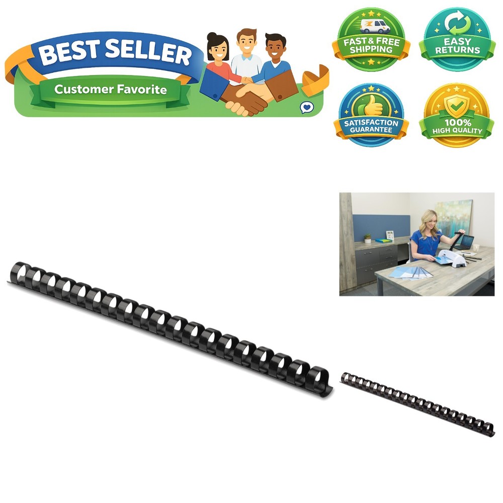 Versatile 100 Pack Round Back Binding Combs - 1/2 Inch, Black for Any Project