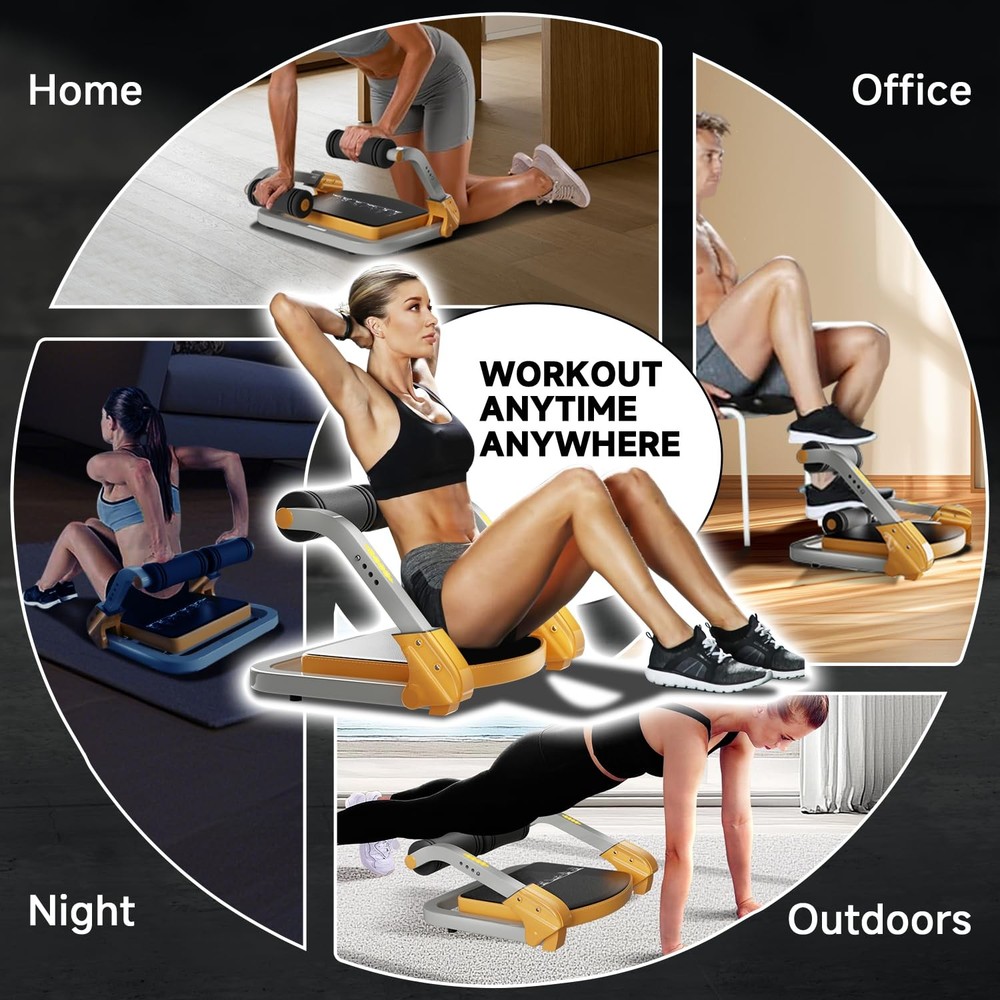 Ab Trainer/Crunch Machine, Ab Workout Equipment, 4 Adjustable Resistance, Sit...