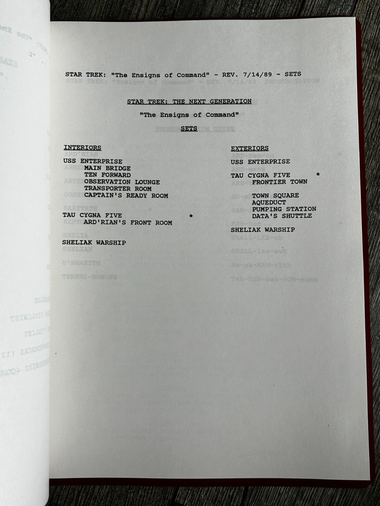 STAR TREK Script The Next Generation Ensigns Of Command 3rd Revised Final Draft