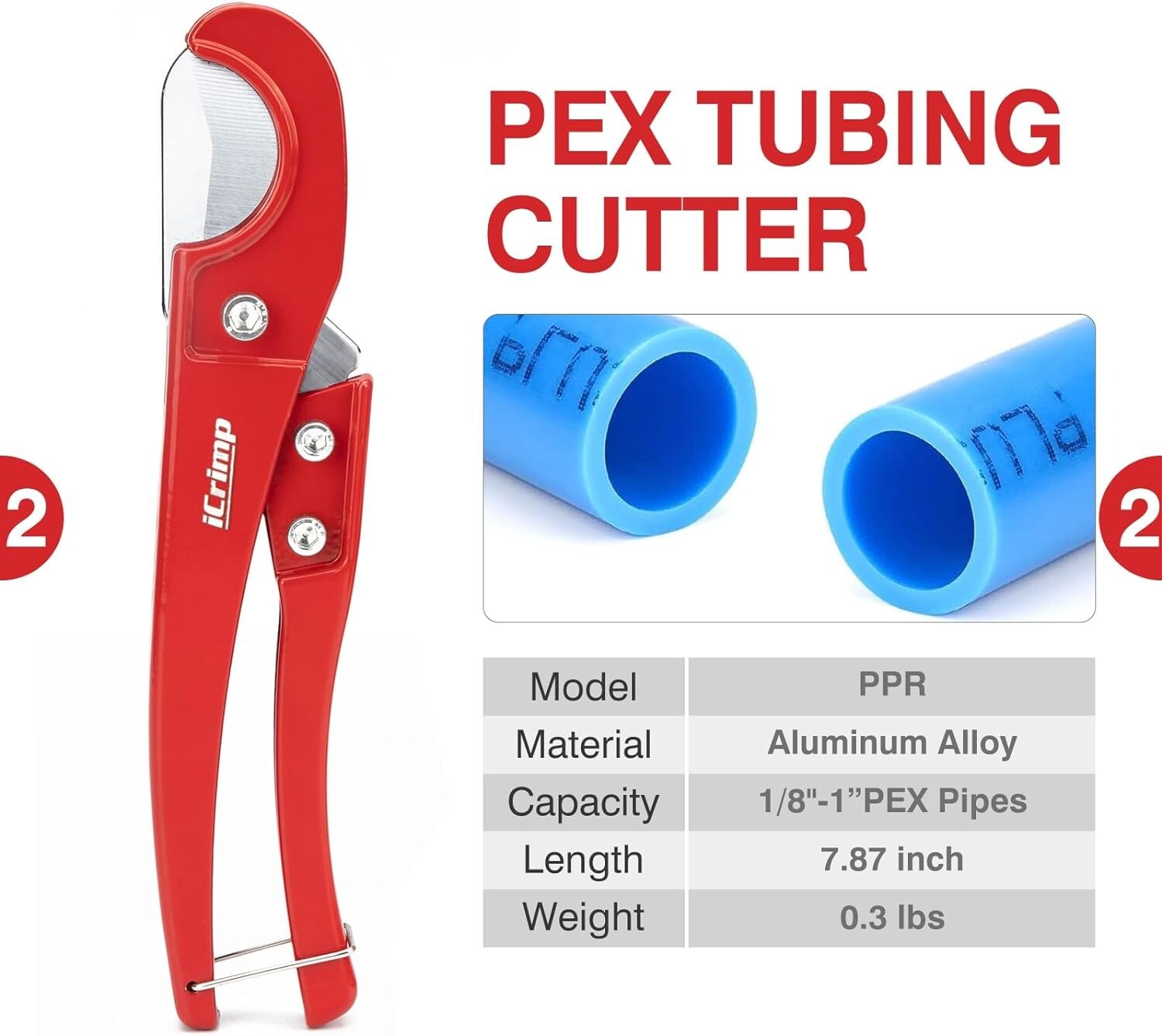 PEX Clamp Tool Kit 3 8-1 w Rings & Tubing Cutter - All-in-one Crimping Set
