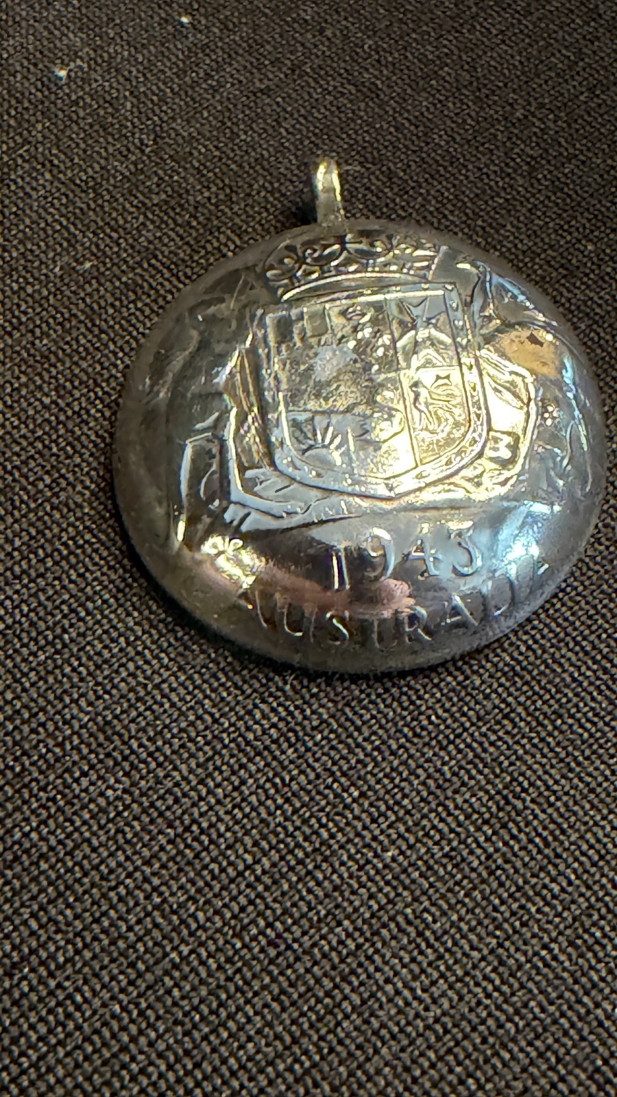 1943 Austrailian Sterling Silver Florin made into a Pendant