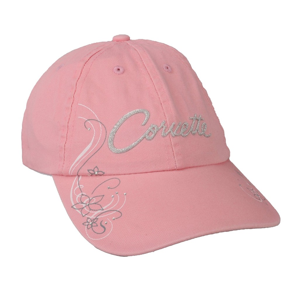 2005-2013 C6 Corvette Womens Pink Brushed Cotton Metallic Script Hat
