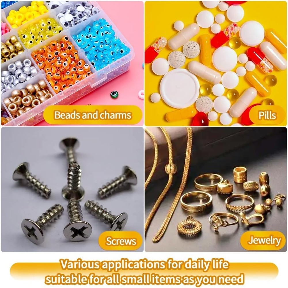 Clear Plastic Bead Box with Secure Lock and Customizable Grids - 15 Compartment