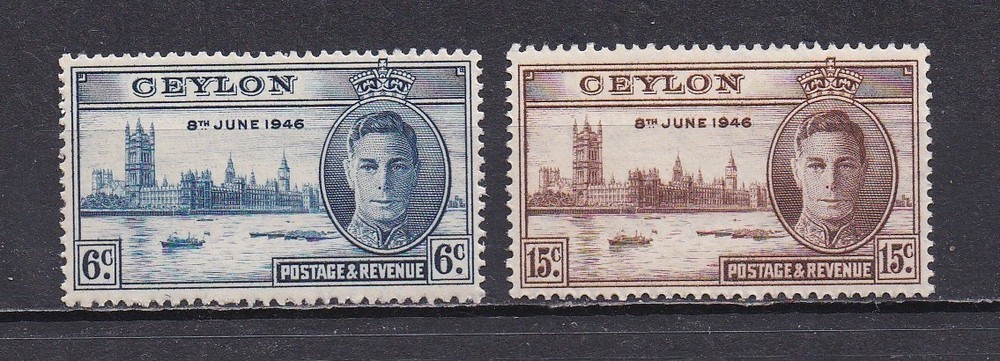 Ceylon 293-4 MNH, Peace Issue, 1946