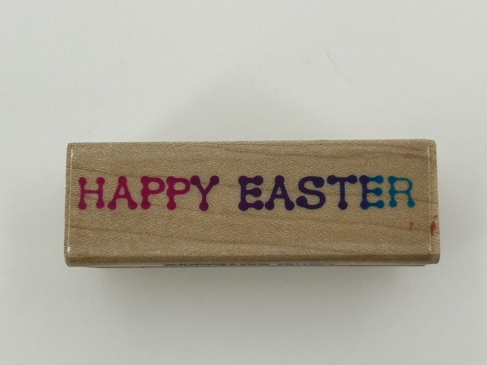 Dot Happy Easter Wood Mounted Rubber Stamp for Card Making