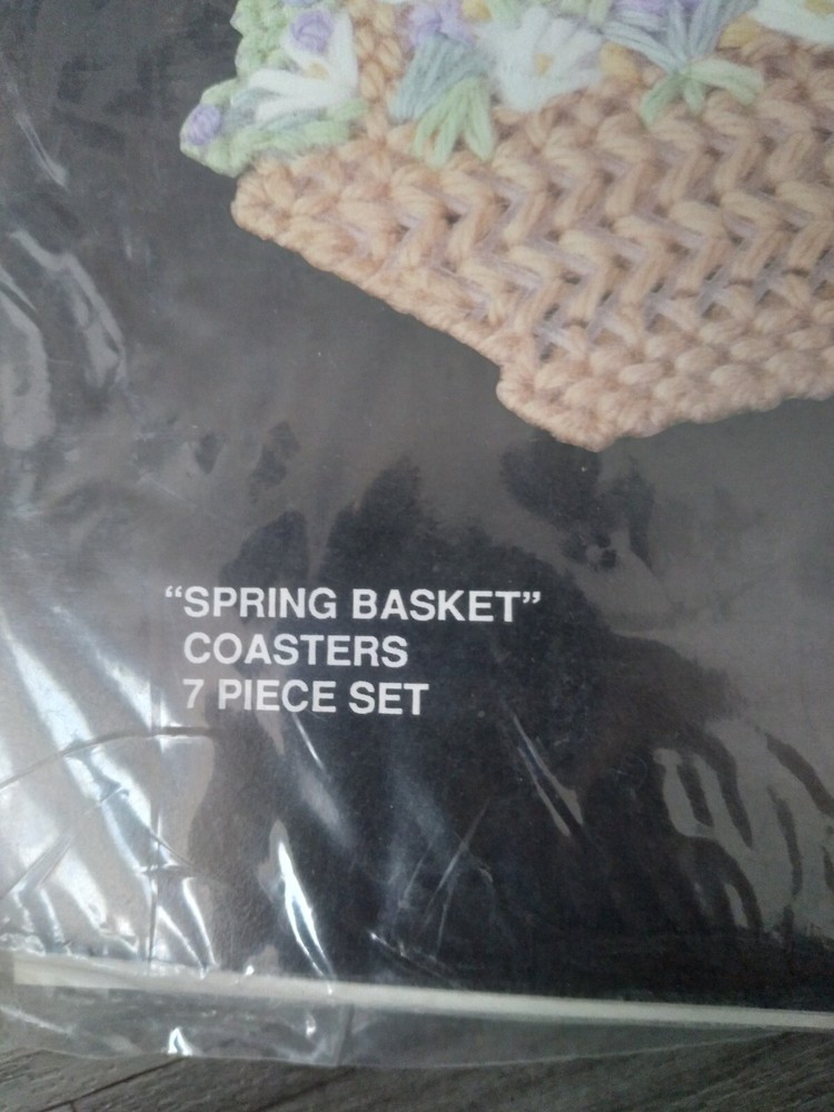 Bucilla 3D Needlepoint Kit Spring Basket Coasters #5957