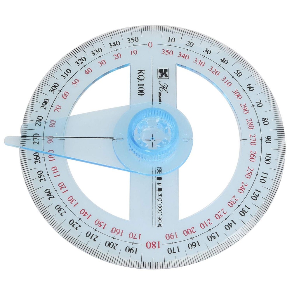 Longdex Swing Arm Protractor Plastic 4Inch 360 Degree Light Blue