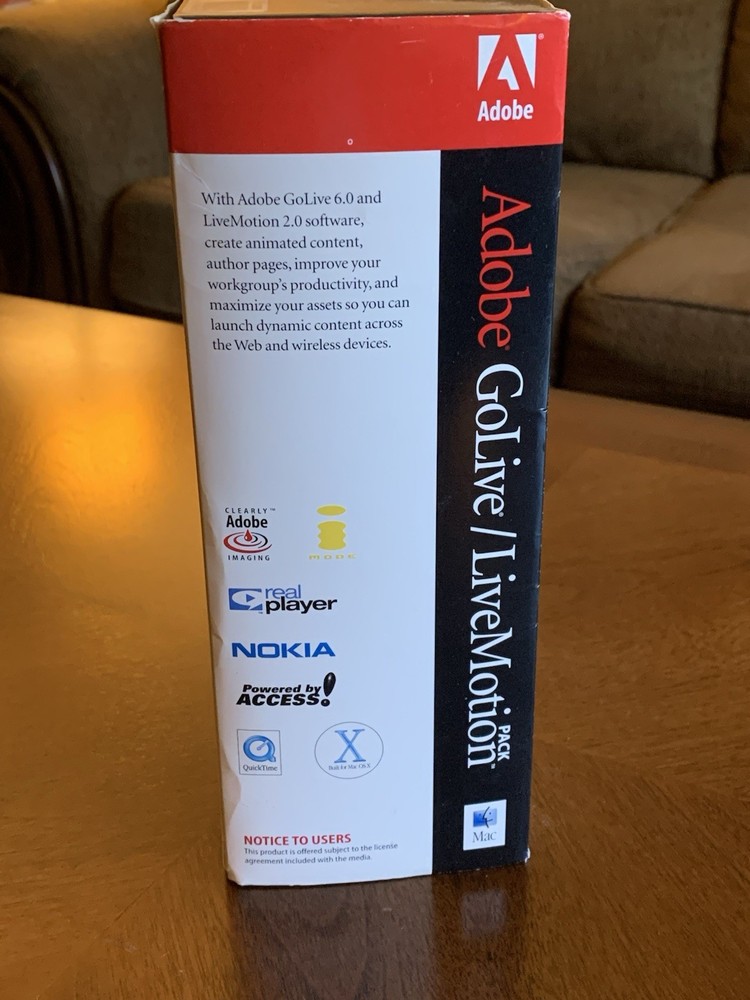 Adobe GoLive 6.0 & Live Motion 2.0 FULL VERSION For MAC NO SUBSCRIPTION!