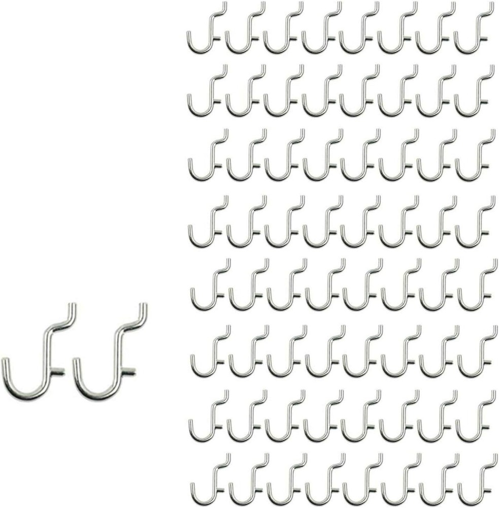 100PCS Metal Pegboard J Hook Accessories Peg Board Wall Display Assortment