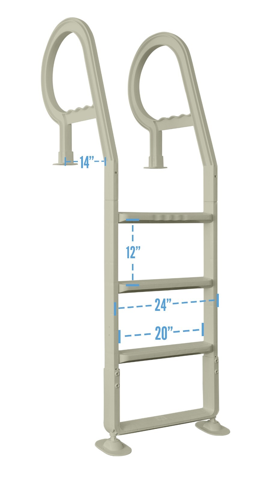 Aqua Select Heavy Duty Resin In Pool Deck Ladder Above Ground - White or Grey