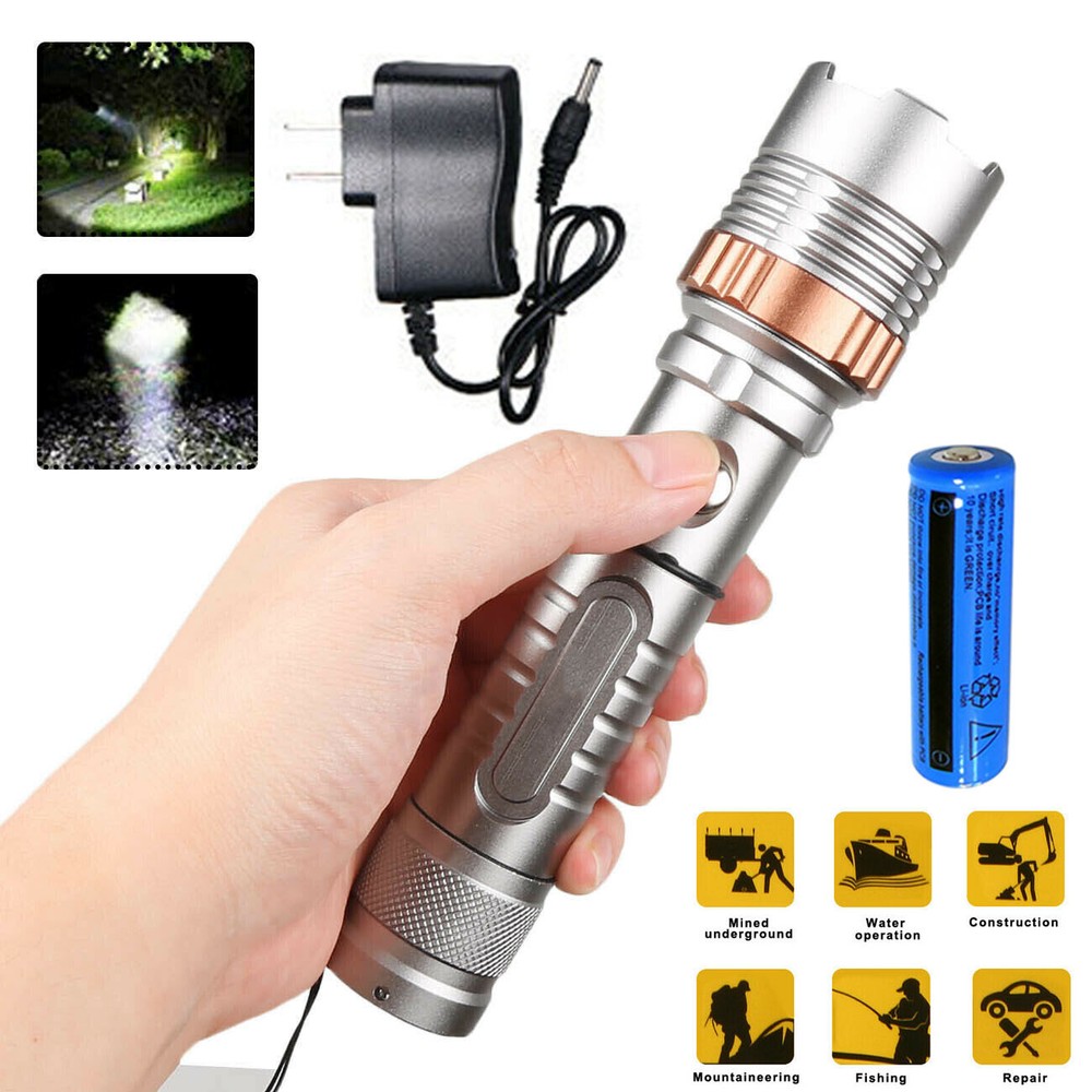 950000000 Lumen Super Bright LED Tactical Flashlight Rechargeable LED Work Light
