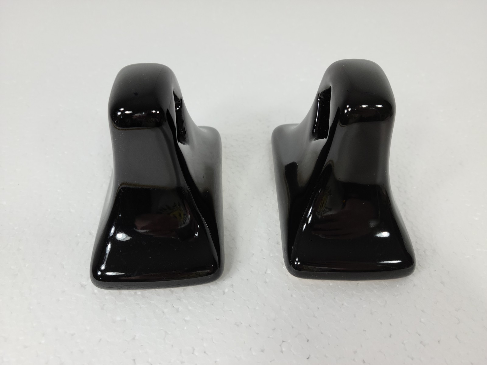 Vintage Black Ceramic Towel Bar Rod Rack Post Holders Flat Back Glue over Tile