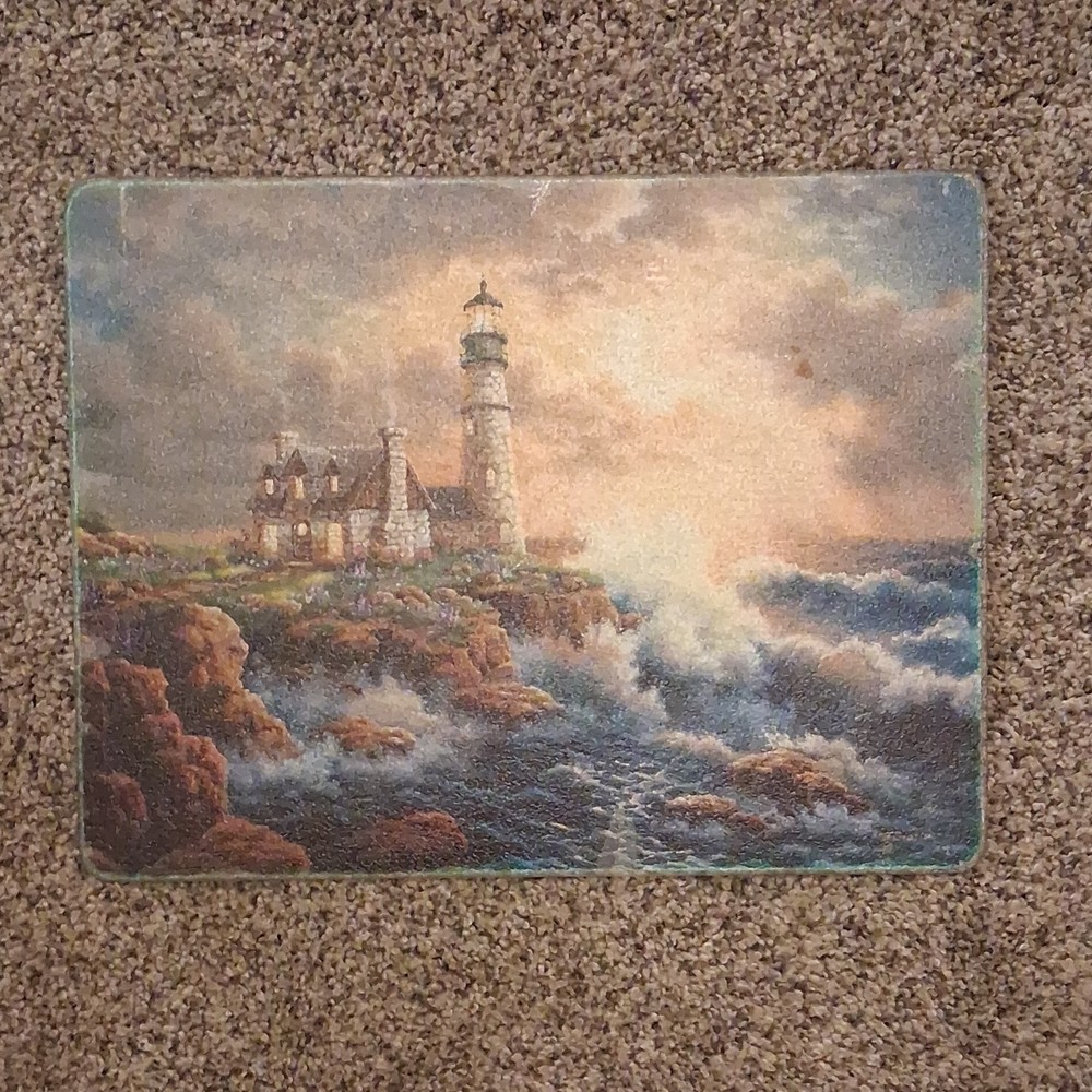 Lighthouse Seaside Multicolor Rectangular Cutting Board, Ocean Art Print