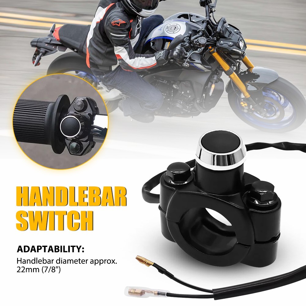 Motorcycle Switch Horn Handlebar Mount Push Button Momentary Start Universal EXV