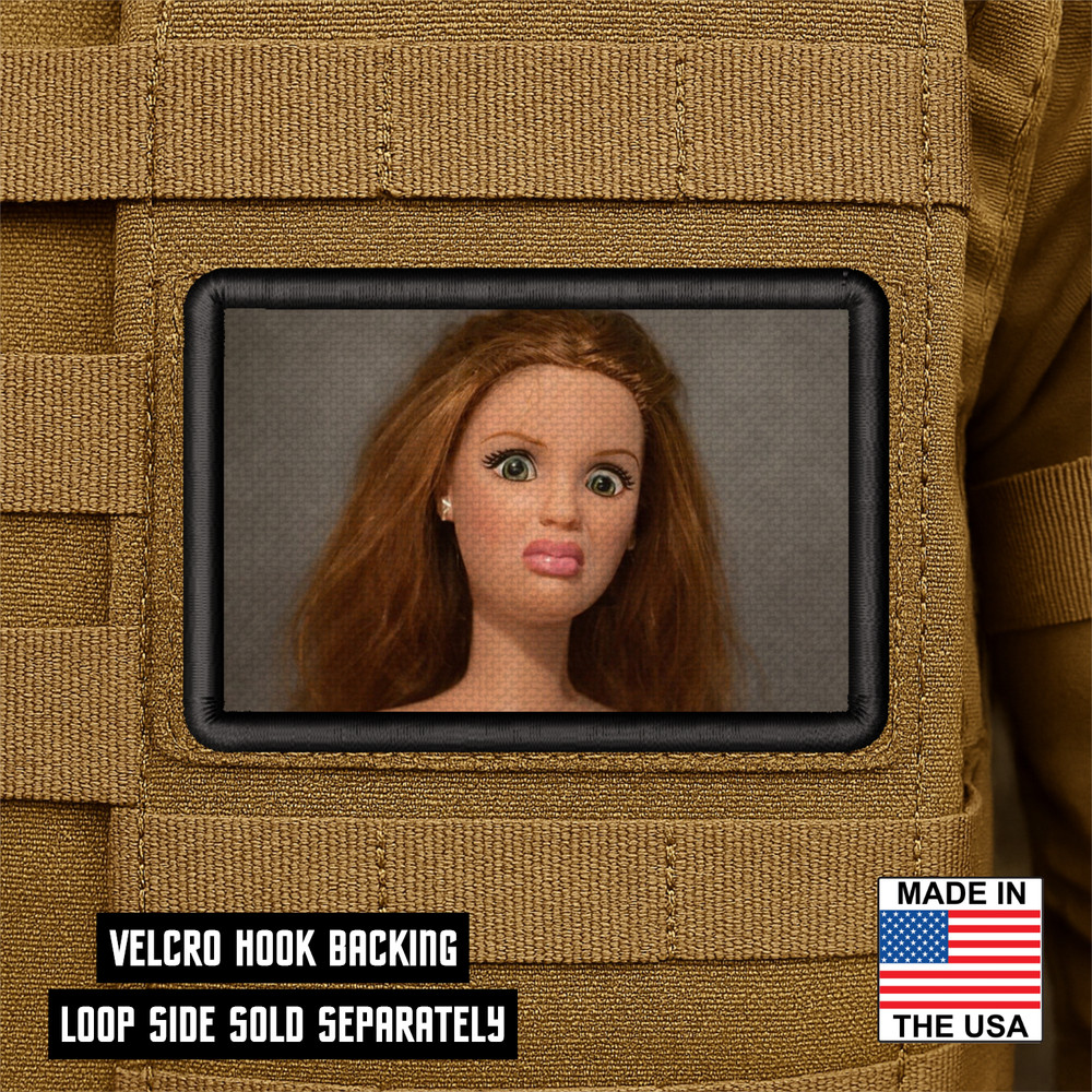 Shocked Doll Meme Funny Morale Patch, 2" X 3" Hook & Loop Sarcastic Humor Patch