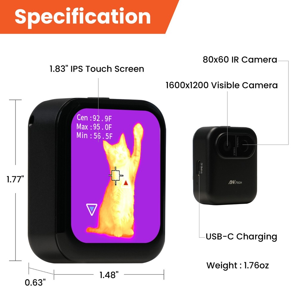 ANXTECH Mini Thermal Imager Small Thermal Imaging Camera for Easy Use Gift