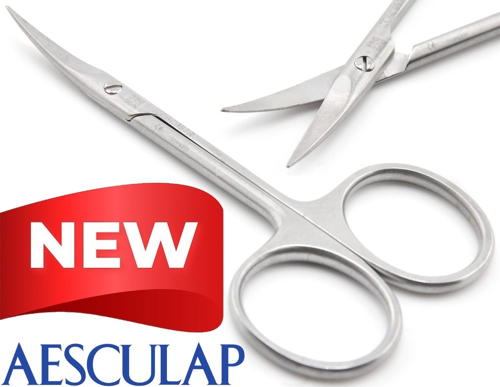 AESCULAP BC057R Plastic Surgery Iris Delicate CVD Curved Scissors 3.75"