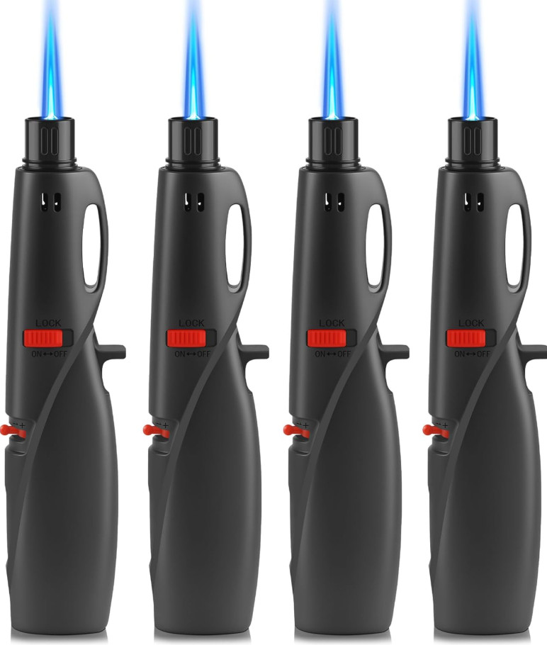4-Pack Jet Torch Lighter – Adjustable Flame, Windproof, Refillable Butane, NEW