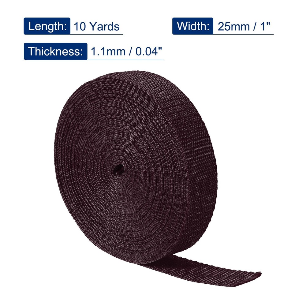 Lightweight Polypropylene Webbing Strap 1" 10 Yards Brown Strapping