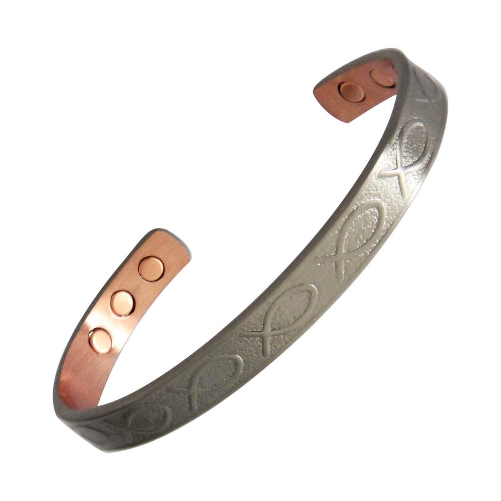 PROEXL FISH SOLID COPPER MAGNETIC BRACELET GRAPHITE FINISH FOR ARTHRITIS 7 1/2 "