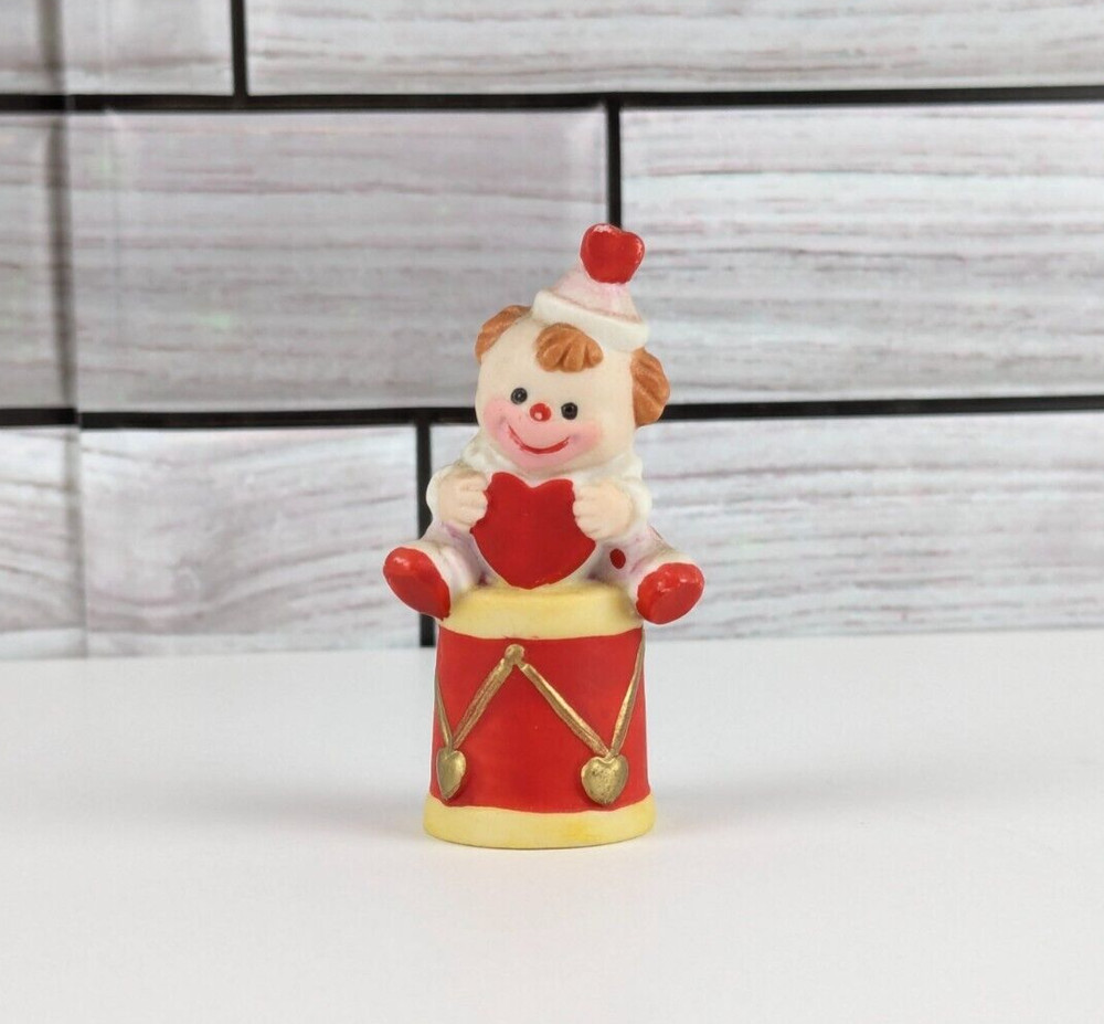 Enesco Bisque Collectible Thimble Clown Drum Heart Valentine