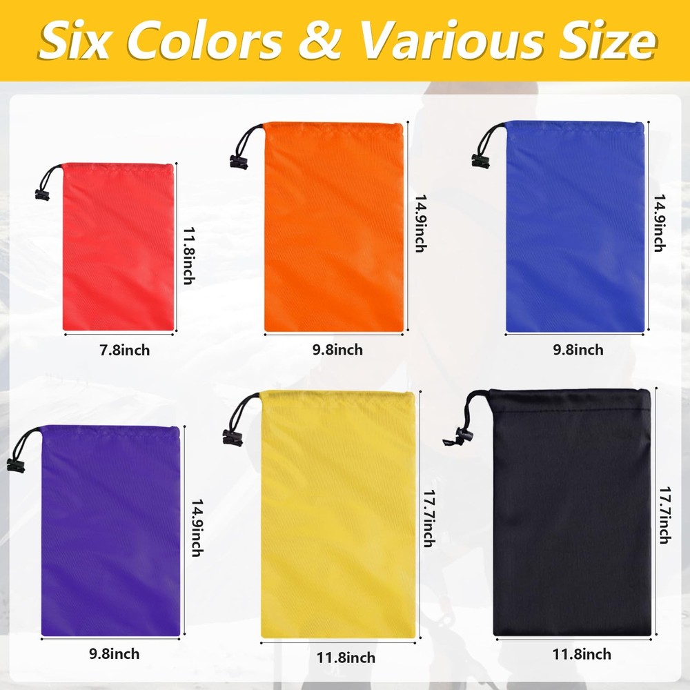 iMucci 6Pcs Multicolor Drawstring Bag X-large, Large, Medium, 2