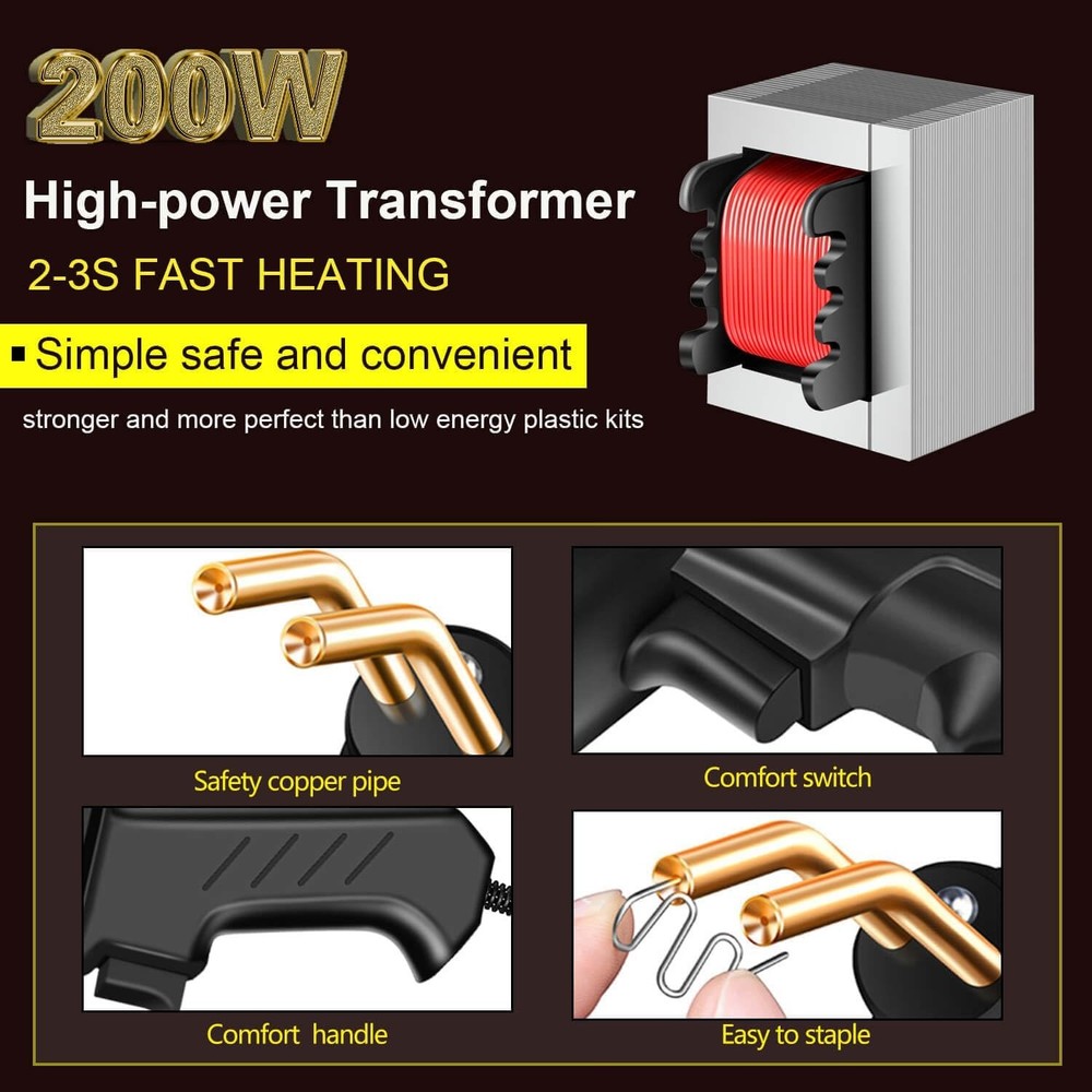 200W Plastic Welding Kit with 2000 Staples and 10 Sandpaper Sheets