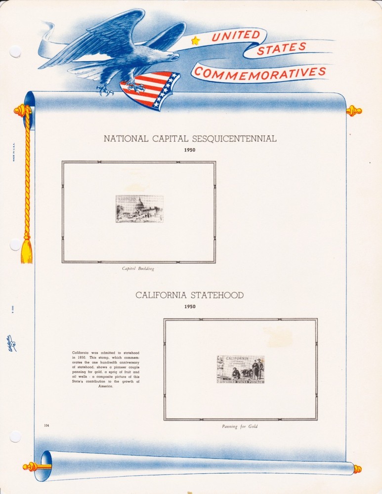 USA White Ace 1950-55 20 Pages Commemorative Blocks of 4 Lightly Used