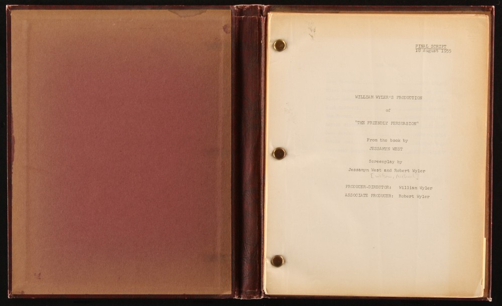 FRIENDLY PERSUASION Original Movie Script 1955 / Gary Cooper