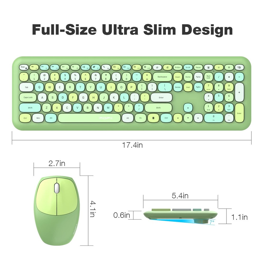 Wireless Keyboard and Mouse Combo, Computer Full Size Keyboard, 2.4GHz USB Dr...