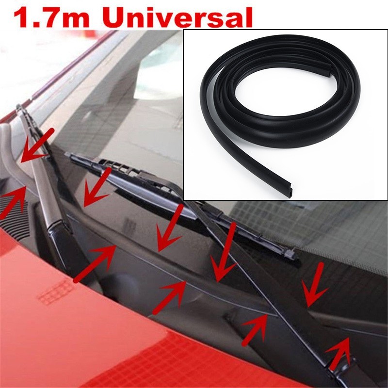 Car Front Windshield Panel Decorative Trim Rubber Strip Black Easy Installation