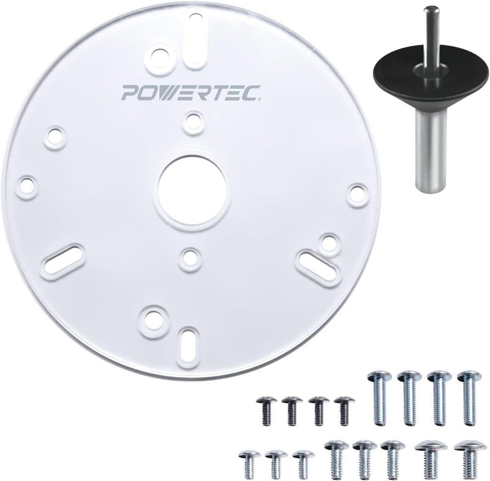 6-1/2" Universal Router Base Plate with Centering Pin & Cone for Precision Cuts