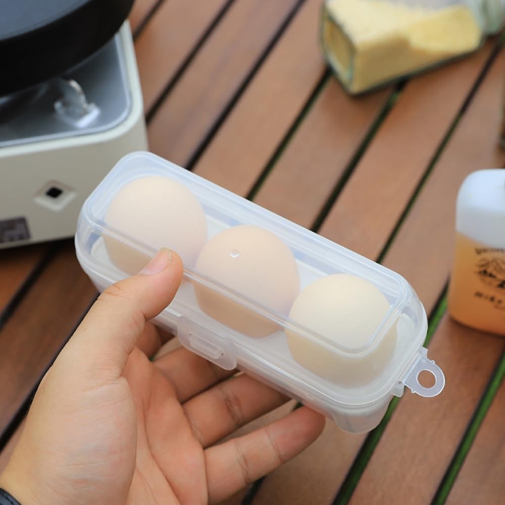 SquEqu 2 Pack Camping Egg Carrier 3 Grids Storage Container Portable Clear