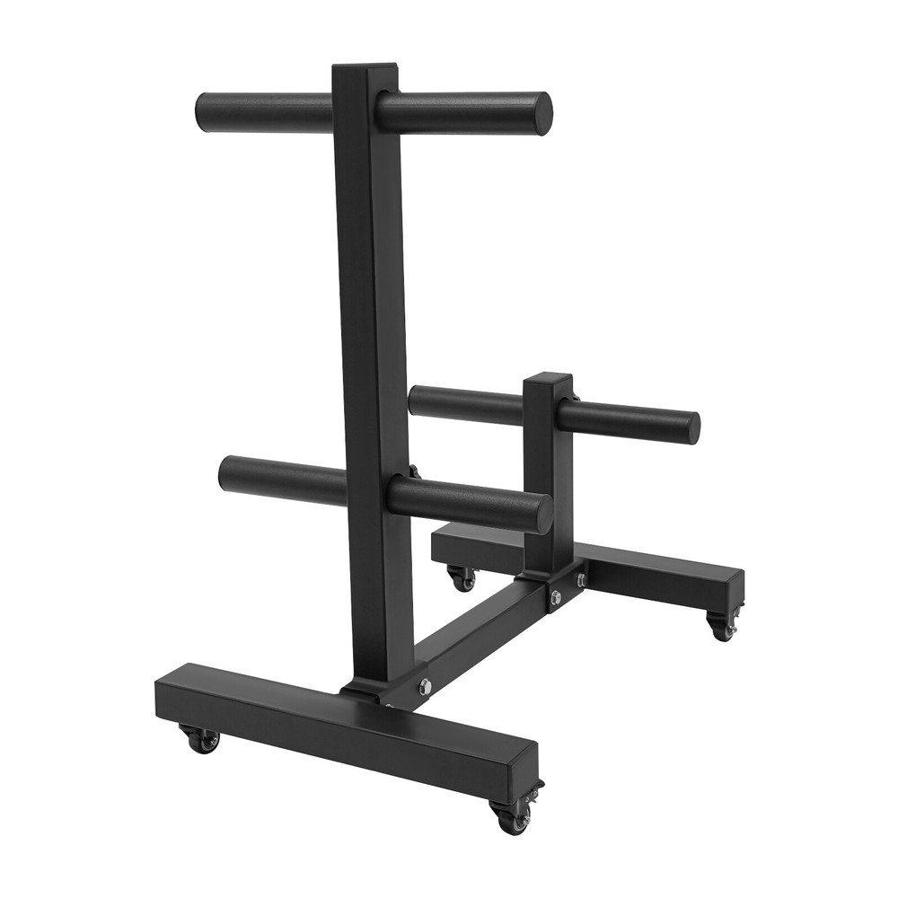 Durable Weight Plate Rack Tree with Universal Wheels for Easy Storage