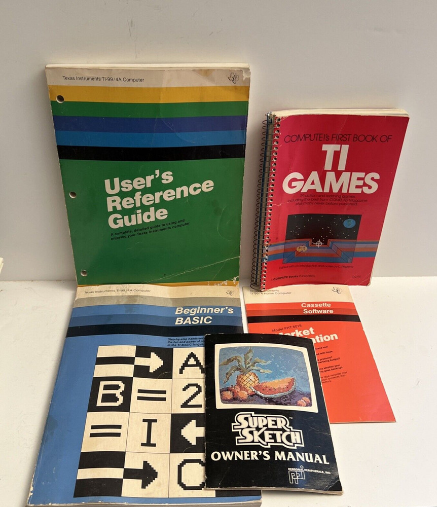 2) Texas Instruments TI-99/4A Computer w/ 1 Power Supply & Manuals Untested