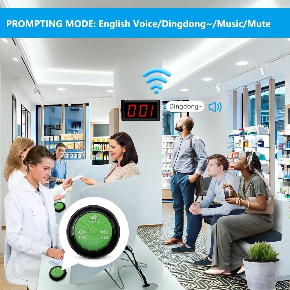 Que Calling Number System Wireless Pager Restaurant Queue Management System