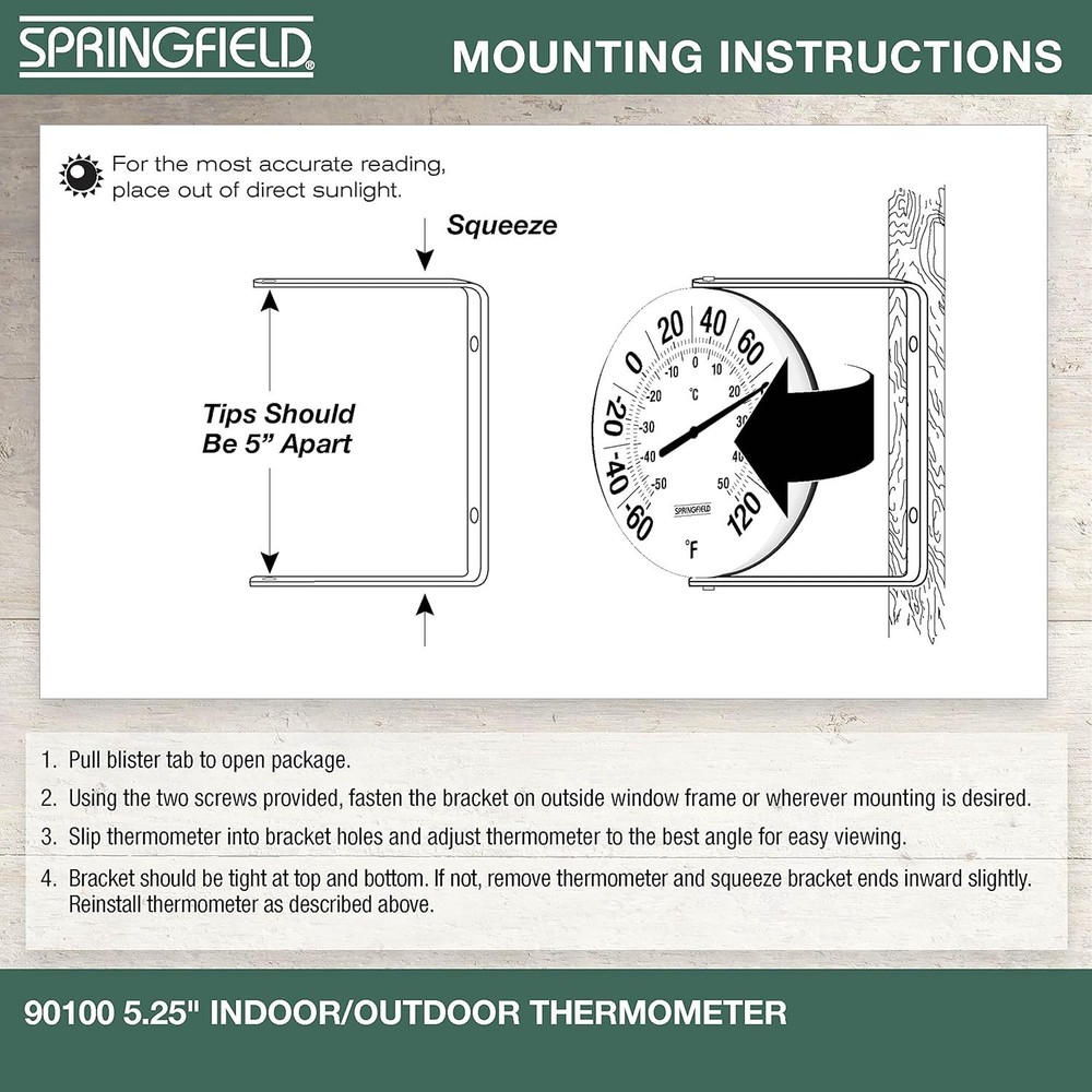 Durable Shatterproof Thermometer with Bracket - Accurate Temperatures from -60°F
