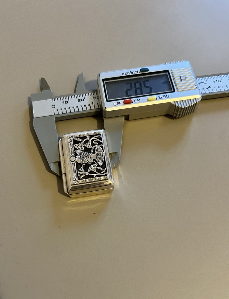 Superb Solid Silver Egyptian Revival Pill / Snuff Box Pharaoh