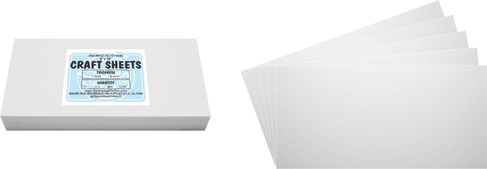 White Flex Plasticard Polystyrene Craft Sheets - 6"x12" - .060" thick - 25 Pack