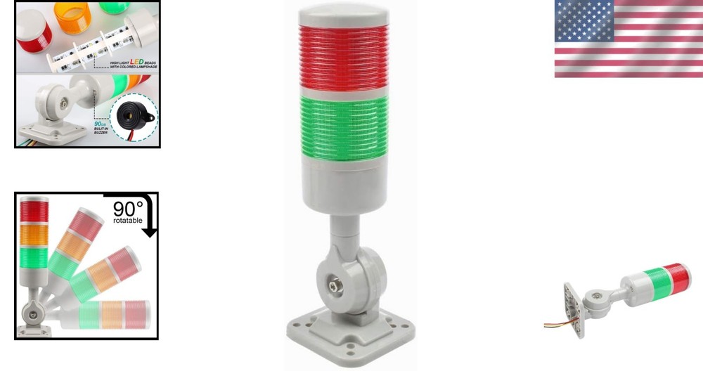 LED Signal Tower Stack Lights - 2-Layer Rotatable Industrial Safety Alert System