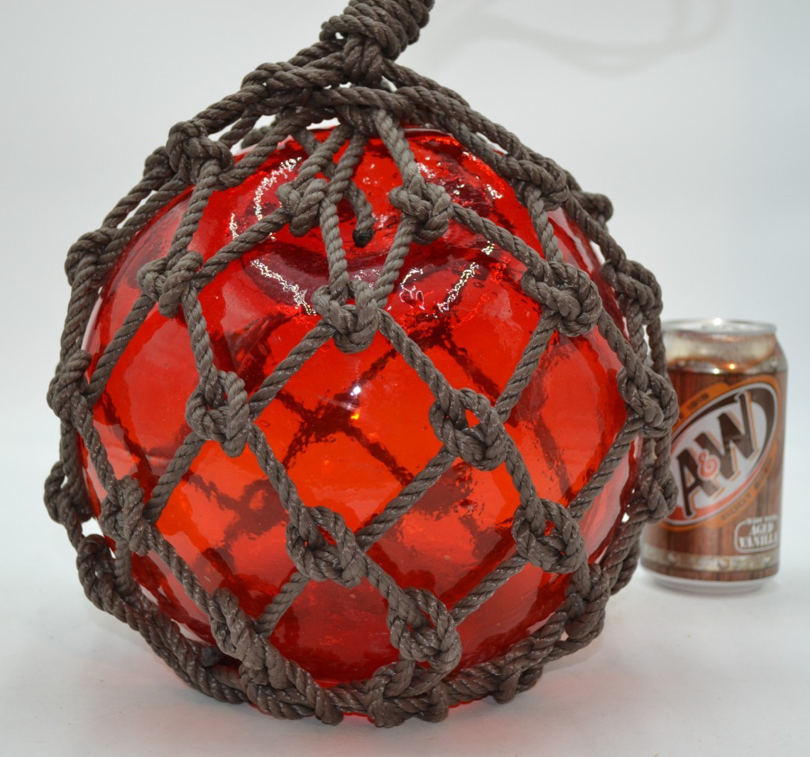 VINTAGE GLASS FISHING FLOAT IN  RED AMBER